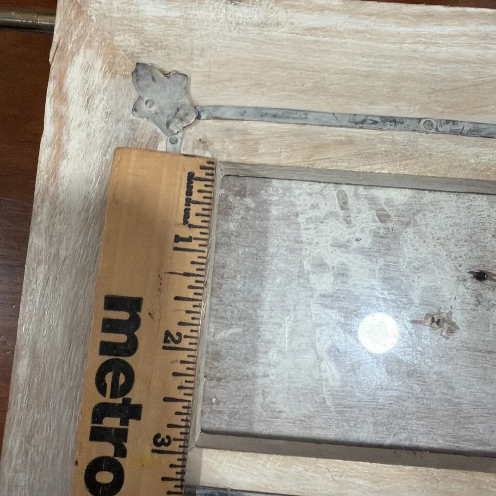 Antique Looking White Washed Hanging Wooden And Metal Frames Possibly Handmade